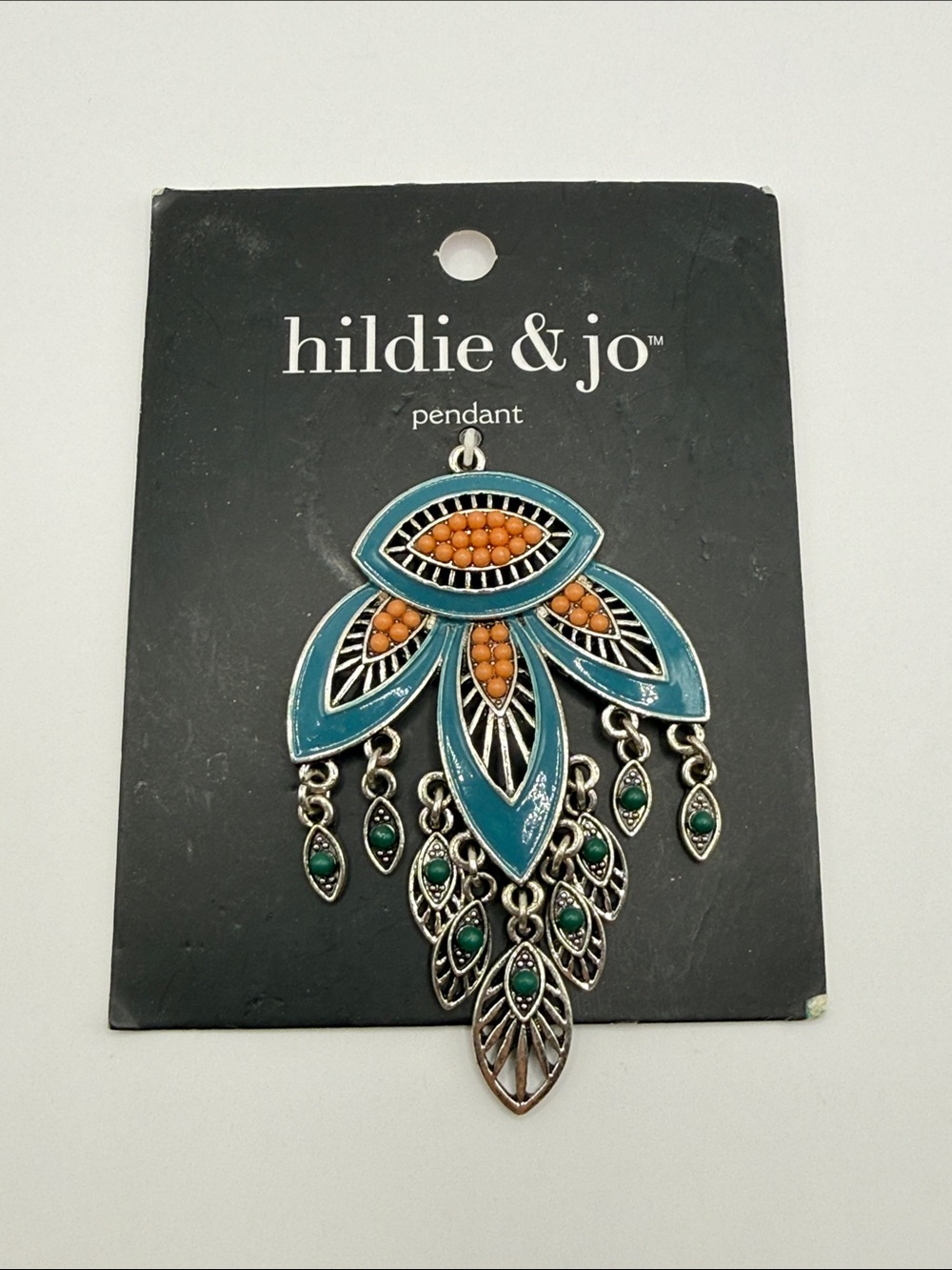 Hildie & Jo Silver Tone Turquoise Large Statement Pendant